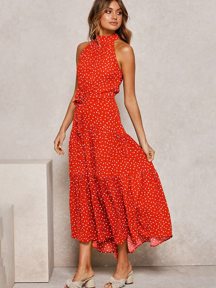 Valenzora | Tupfen-Neckholderkleid