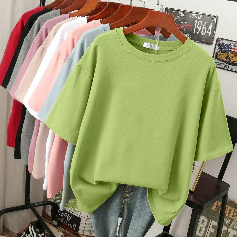 Valenzora | Cozy cotton basic T-shirt in plus sizes for women