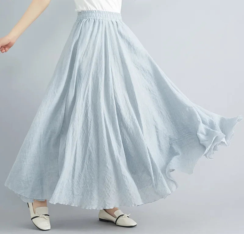 Valenzora | Fashion Baumwolle Leinen Kleidung Damenröcke Maxi Y2K Elegante Strand Saia Ropa Mujer Freizeitkleid Boho Lange Röcke Faldas Harajuku