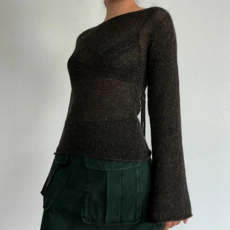 Valenzora | Loose-fitting knit sweater with bell sleeves