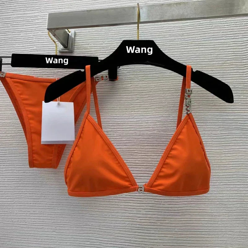 Valenzora | Neuer Strass-Buchstabe Wang Strandbikini Luxusmarke Designer Y2K Mode Sexy Damen Strandbikini Duo Set