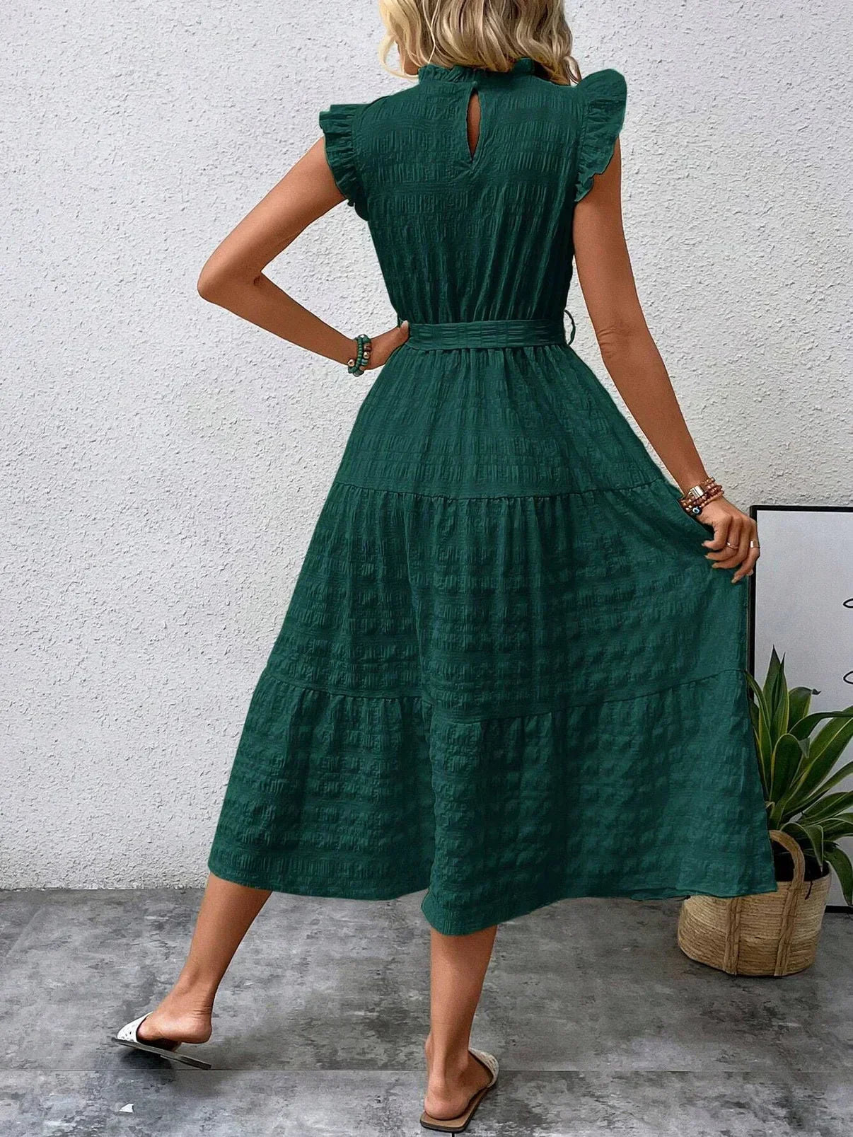 Valenzora | Cotton dress with ruffled sleeves