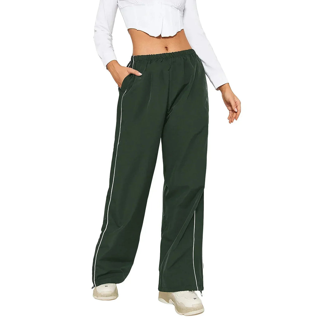 Valenzora | Women's Y2K Elastic Waist Cargo Pants Loose Solid Color Jogging Pants Tracksuit Bottoms with Pockets Streetwear