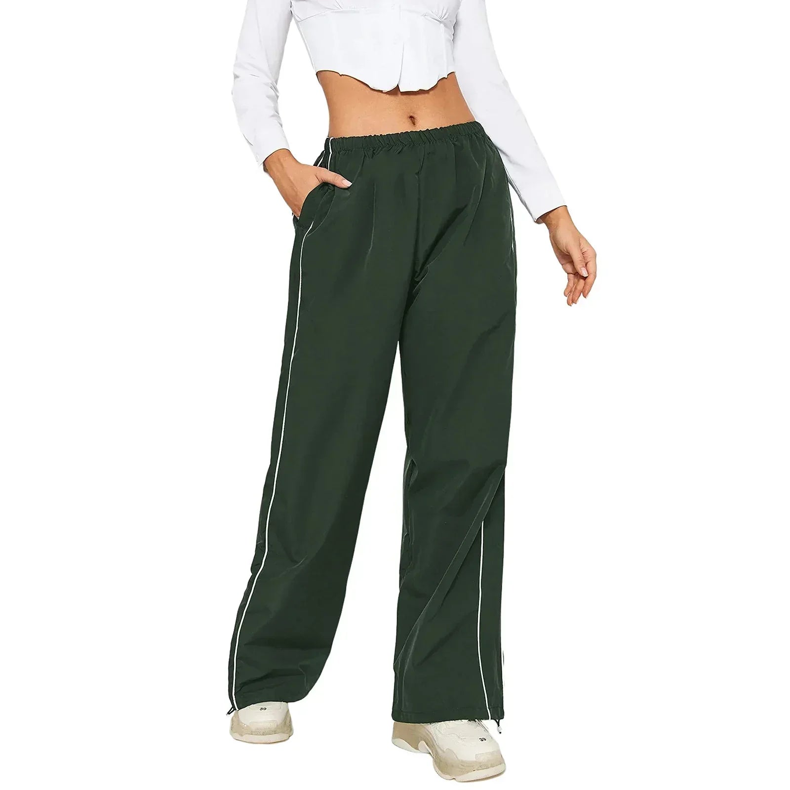 Valenzora | Damen Y2K Cargohose mit elastischem Bund, locker sitzende, unifarbene Jogginghose, Trainingshose mit Taschen, Streetwear