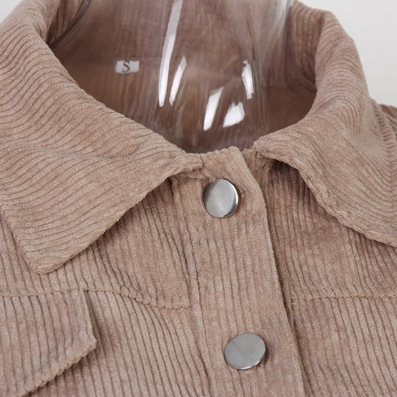 Valenzora | Corduroy Crop Jacket for Women Autumn Fashion 2023