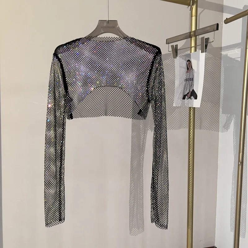 Valenzora | Diamond Long Sleeve Mesh Top