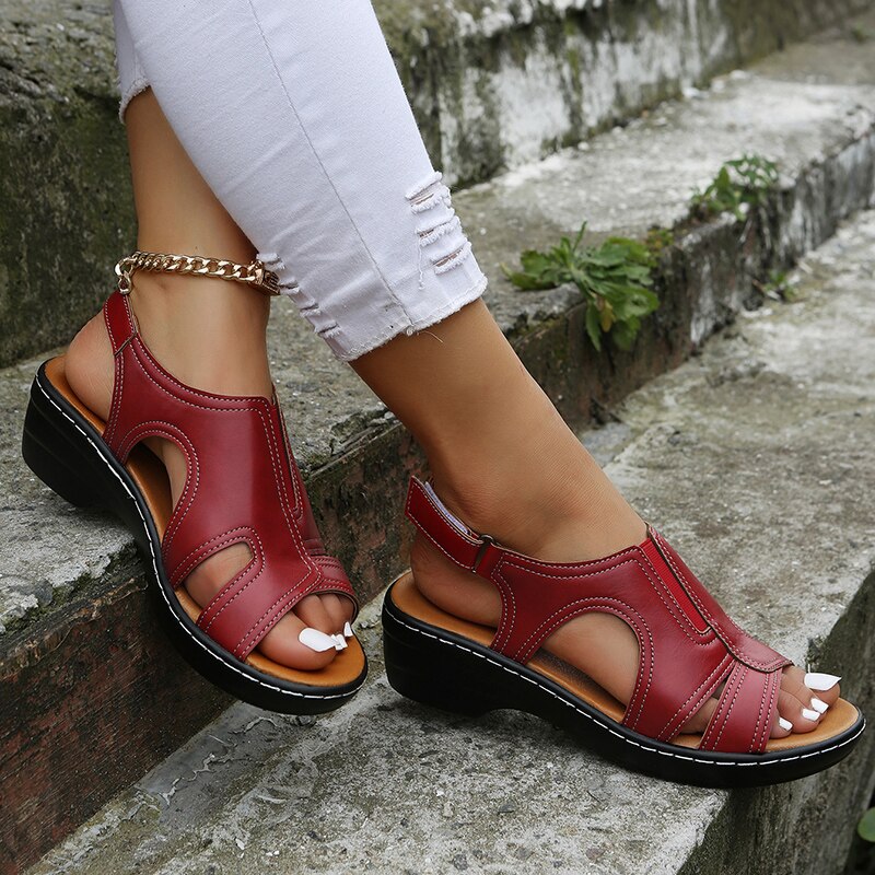 Valenzora | Orthopedic leather wedge sandals 2026 – Stylish comfort for every occasion