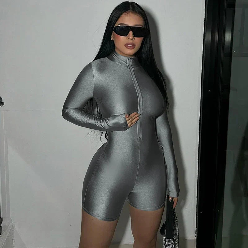 Valenzora | Smooth emerald bodysuit with full-length zipper