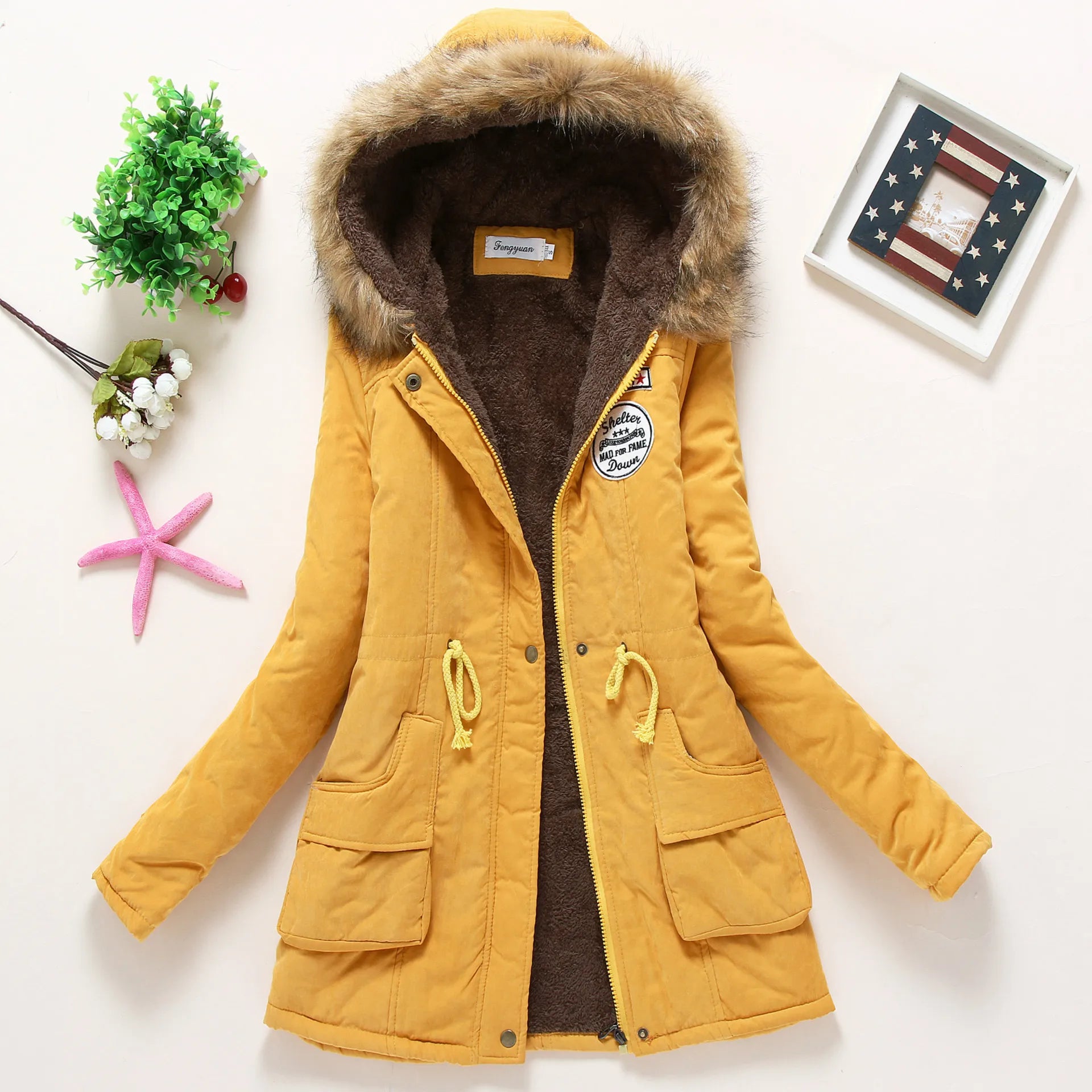 Valenzora | Fashionable winter jacket with faux fur trim