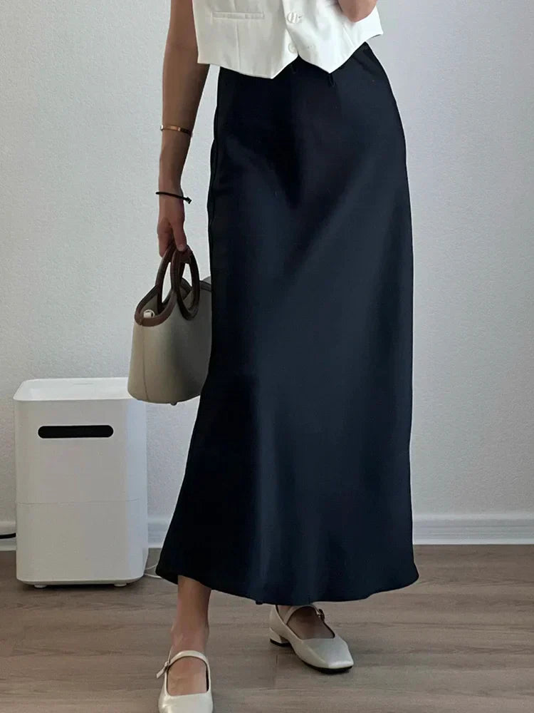 Clara™ – Maxirock aus Satin mit hoher Taille