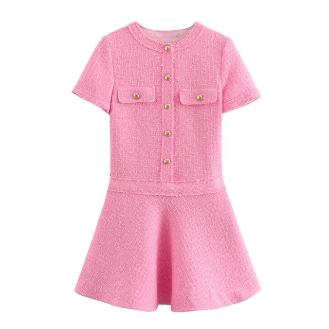 Kleid - schmale Passform - Rundhalsausschnitt - Polyester - Sommer