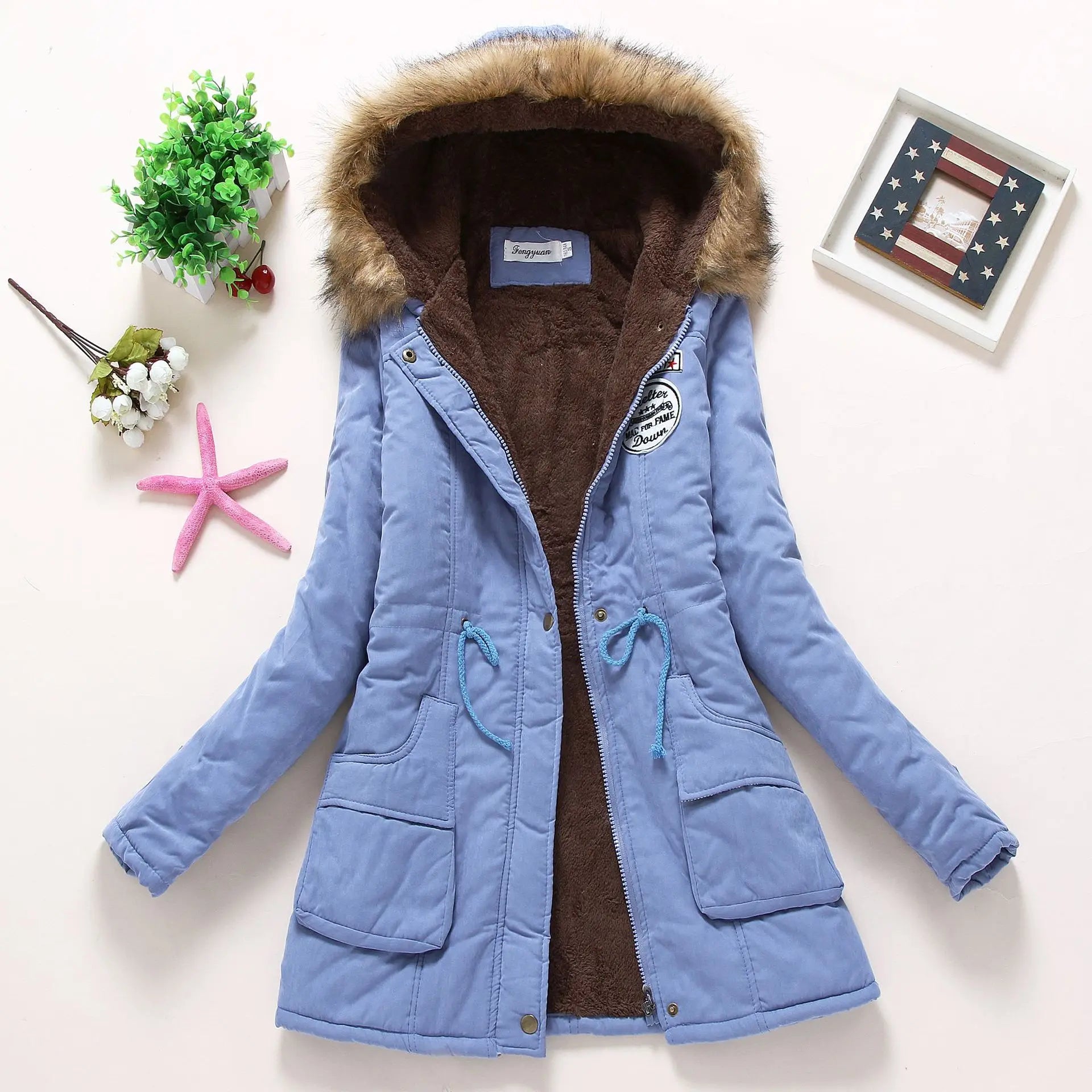 Valenzora | Fashionable winter jacket with faux fur trim
