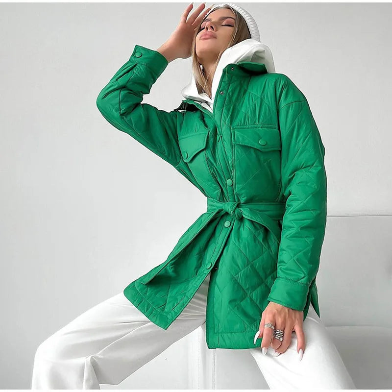 quilted jacket with snap fasteners