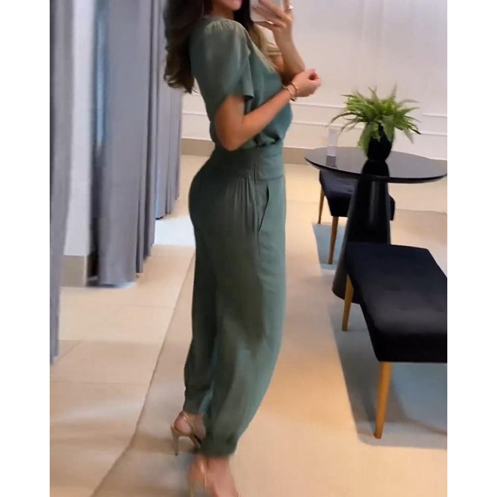 Valenzora | Damen V-Ausschnitt Jumpsuit