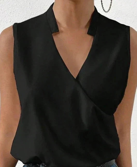 Elegant sleeveless solid-color top