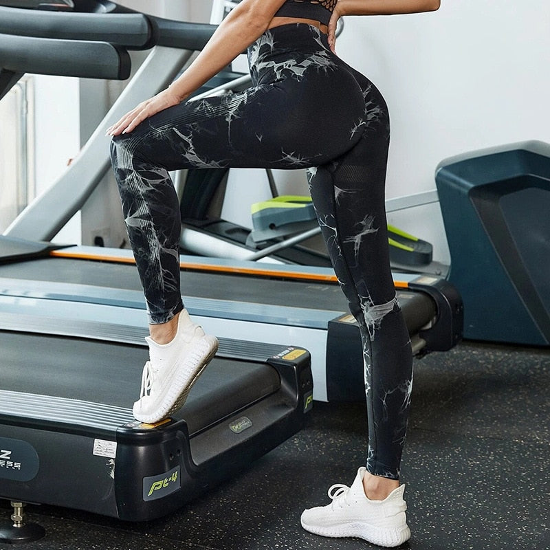 Valenzora Grazil Marbling Batik Yoga Leggings | Sportliche Leggings für Damen
