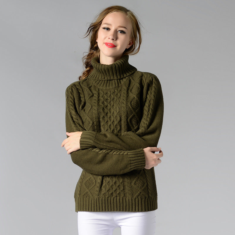 Celina™ - Women's long-sleeved roll-neck sweater with cable knit