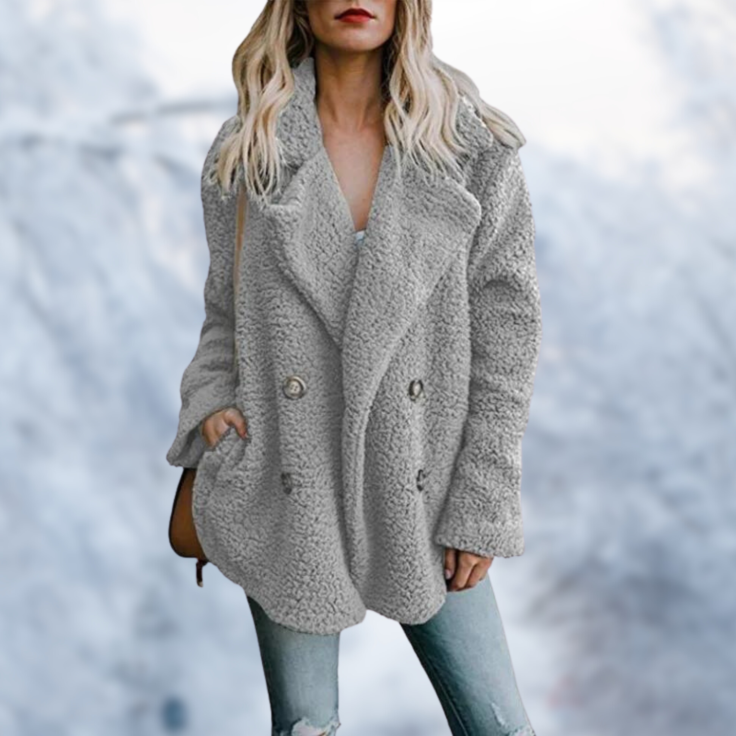 Valenzora - Women's black teddy coat for cozy comfort