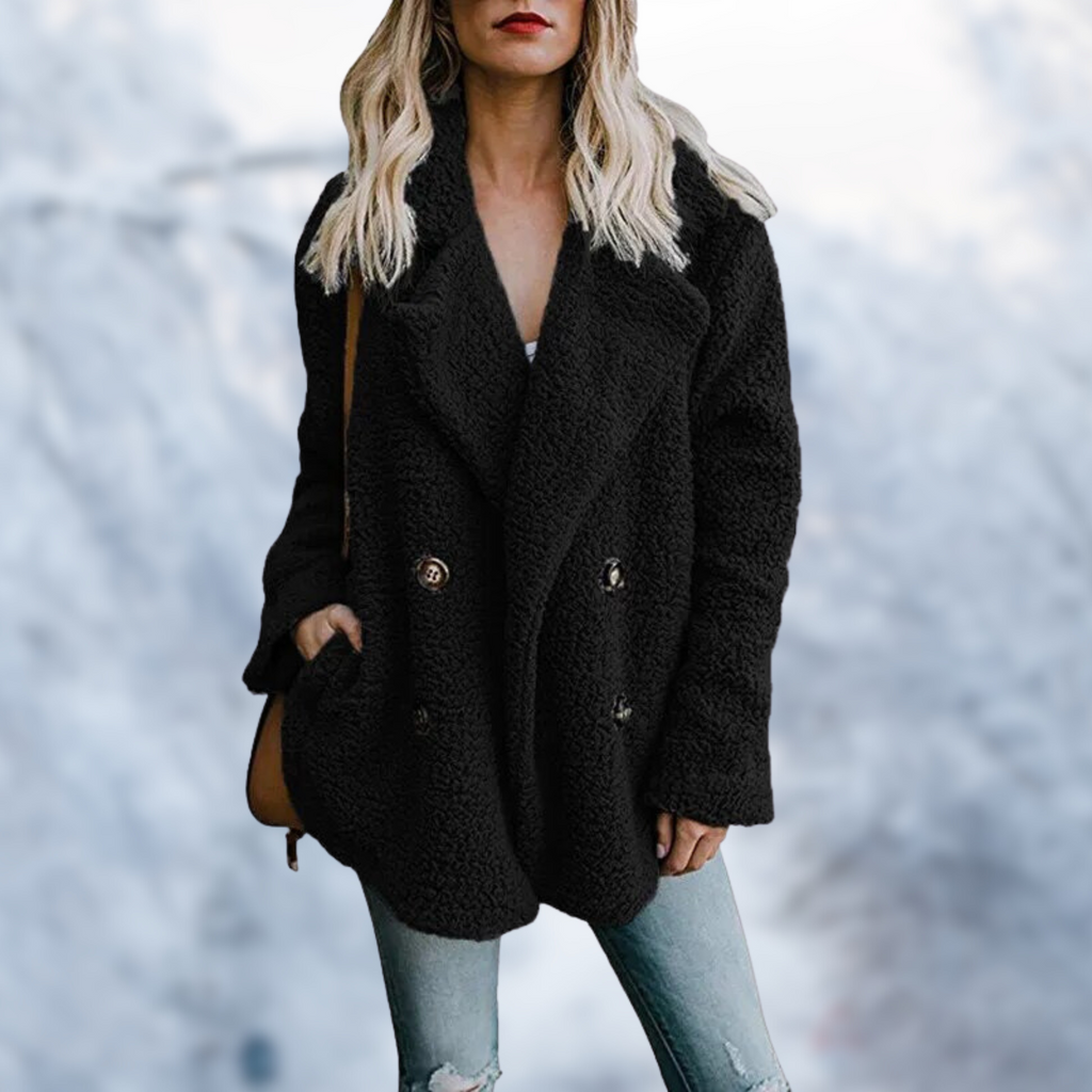 Valenzora - Women's black teddy coat for cozy comfort