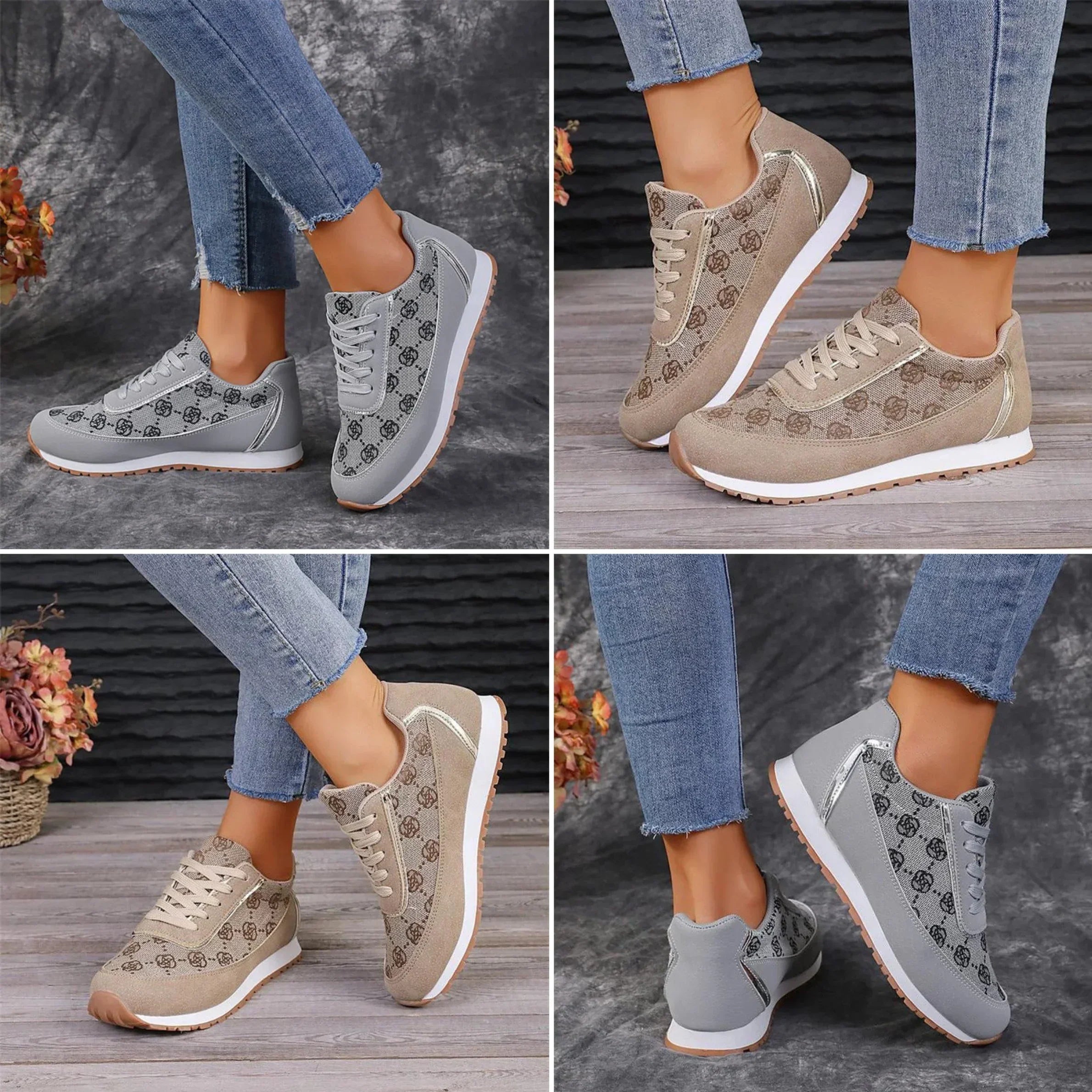 Valenzora | Bequeme flache Schuhe mit Blumenmuster