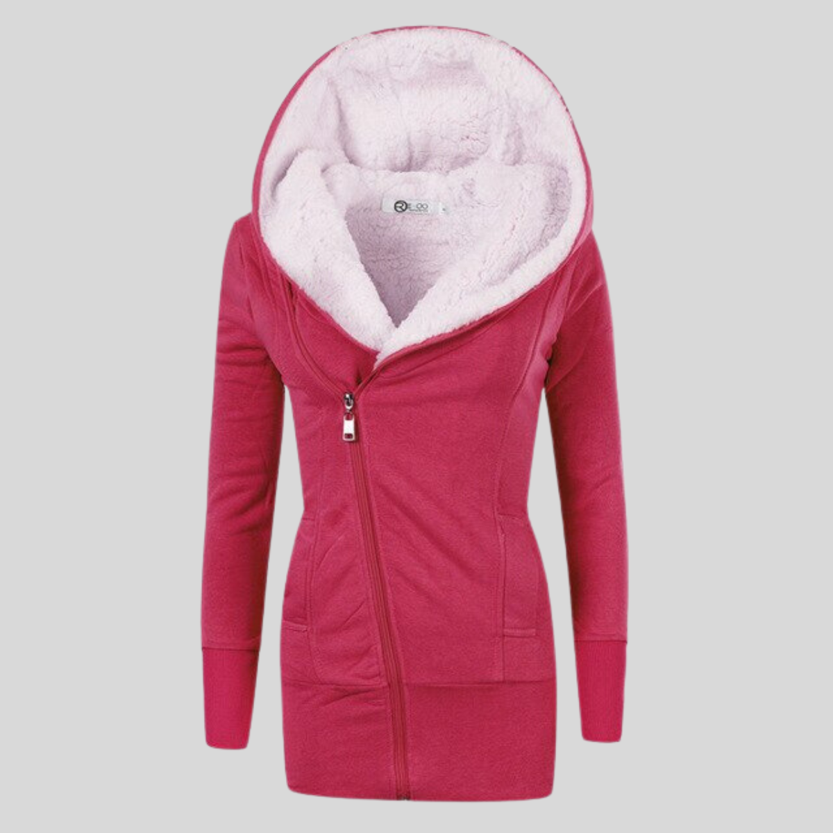 Fleece-Kapuzenstrickjacke