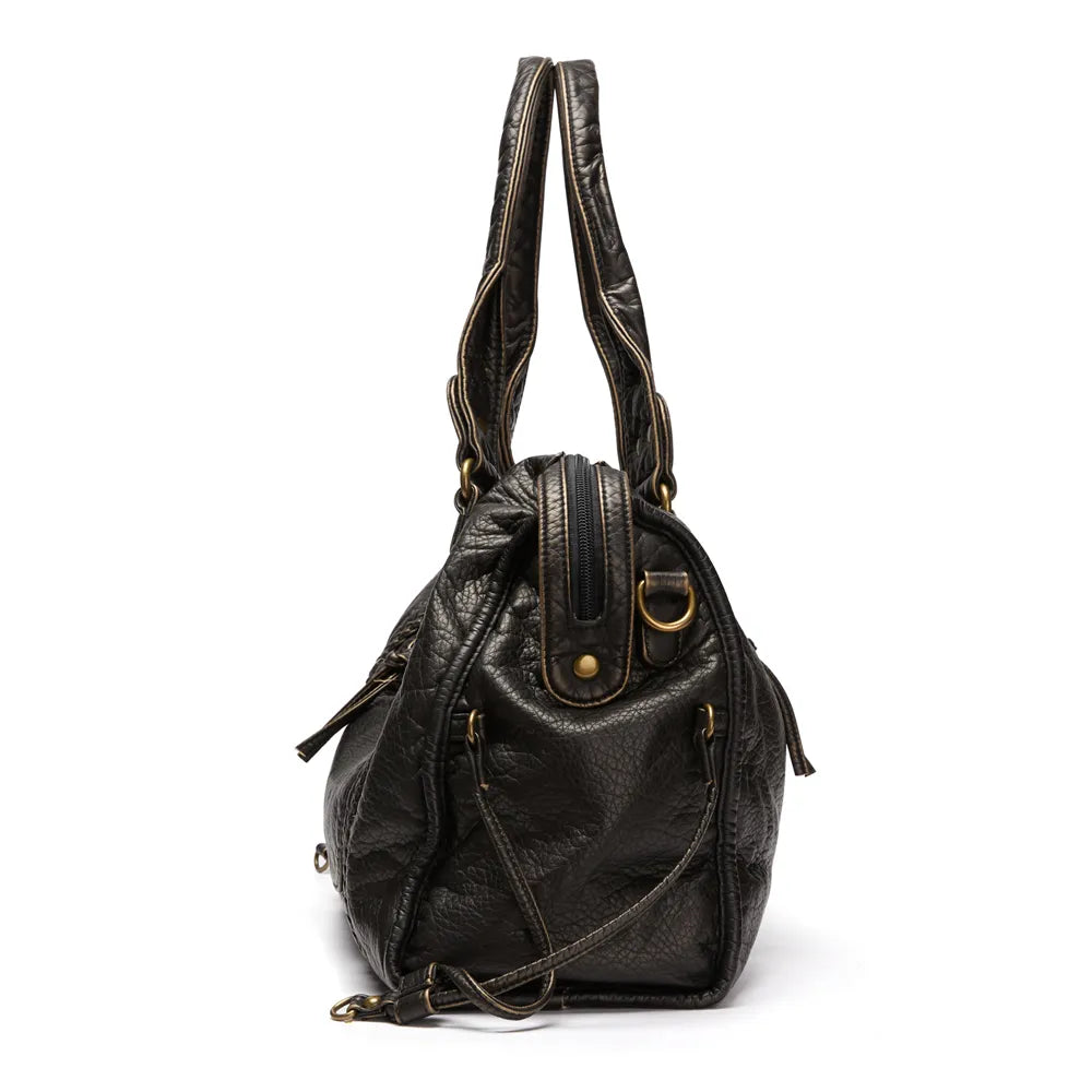 Obsidian - Luxuriöse schwarze Ledertasche