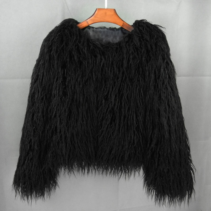 Valenzora Mantel für Damen, dicker, warmer Kunstpelzmantel