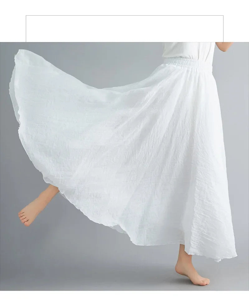 Valenzora | Fashion Baumwolle Leinen Kleidung Damenröcke Maxi Y2K Elegante Strand Saia Ropa Mujer Freizeitkleid Boho Lange Röcke Faldas Harajuku
