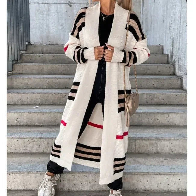 Valenzora - Long knitted cardigan with stripes