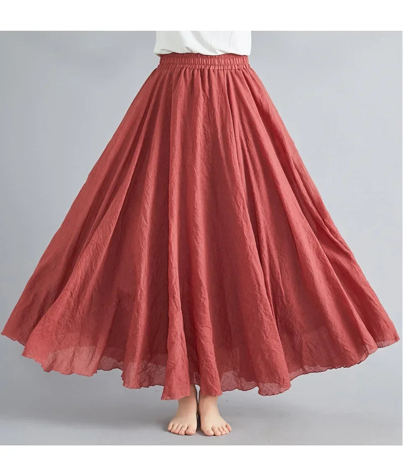 Valenzora | Fashion Baumwolle Leinen Kleidung Damenröcke Maxi Y2K Elegante Strand Saia Ropa Mujer Freizeitkleid Boho Lange Röcke Faldas Harajuku