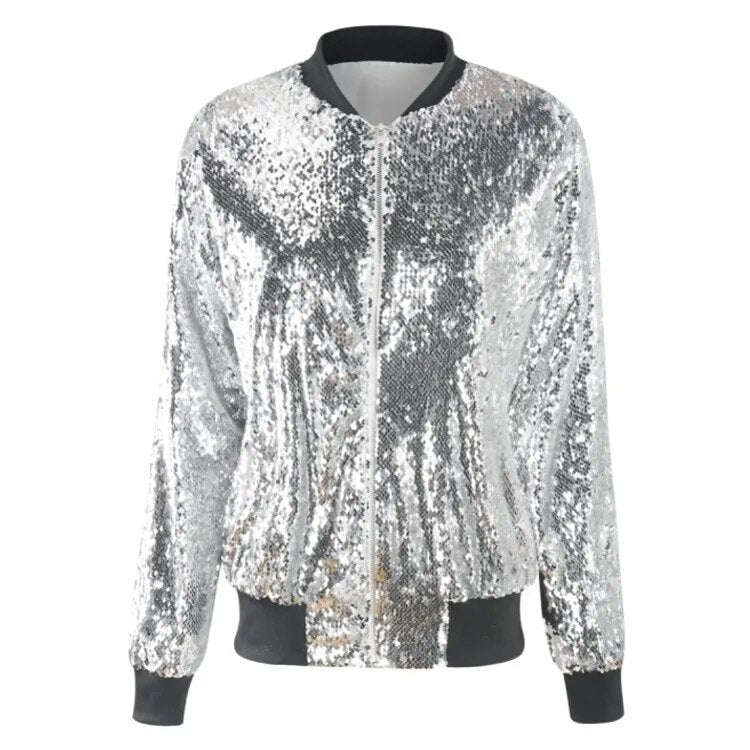 Valenzora | Pailletten-Mantel Bomberjacke