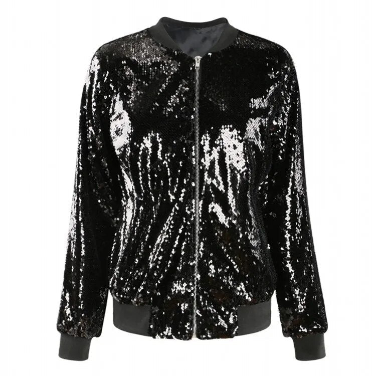 Valenzora | Pailletten-Mantel Bomberjacke