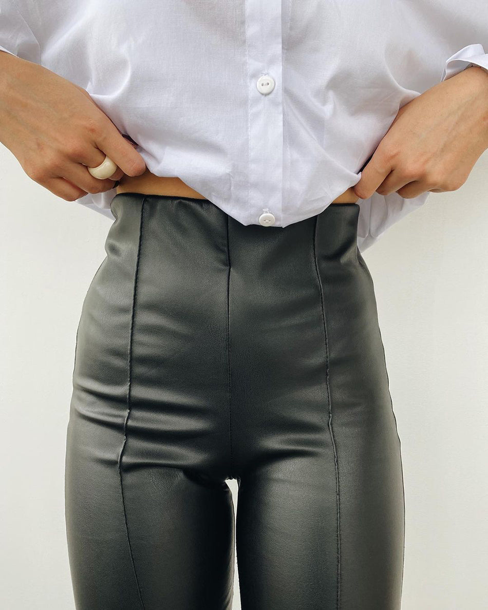 Valenzora Lederleggings | Stretch-Lederleggings mit Fleece für den Herbst