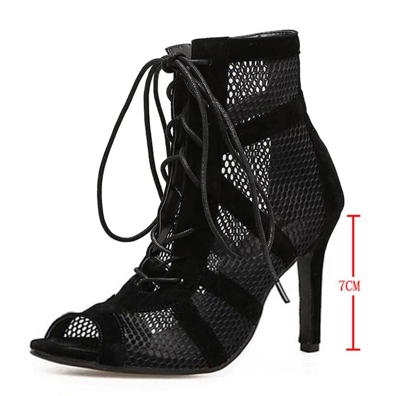 Valenzora Damen High-Heel-Sandalen – Verführerische Spitze und Mesh für den perfekten Party-Look