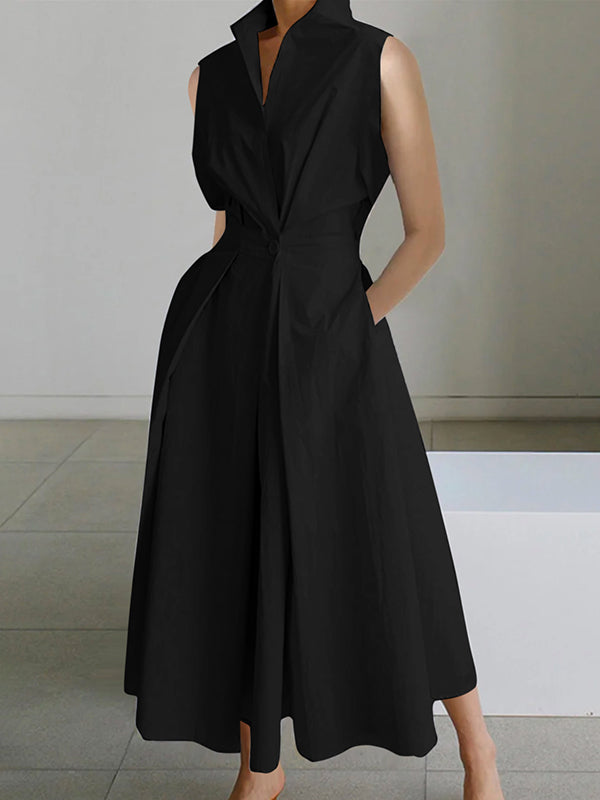 Valenzora | Weißes Baumwollkleid im urbanen Stil mit Hemdkragen