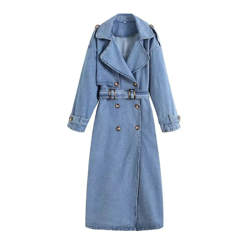 Valenzora | Langer Jeans-Trenchcoat für Damen