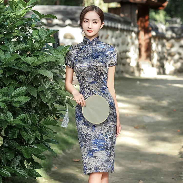 Valenzora | Cheongsam Qipao Mode Kleidung Lässig Elegant Ethnisch Vintage Kleid für Damen Streetwear Damenbekleidung Festlich Chinesisch