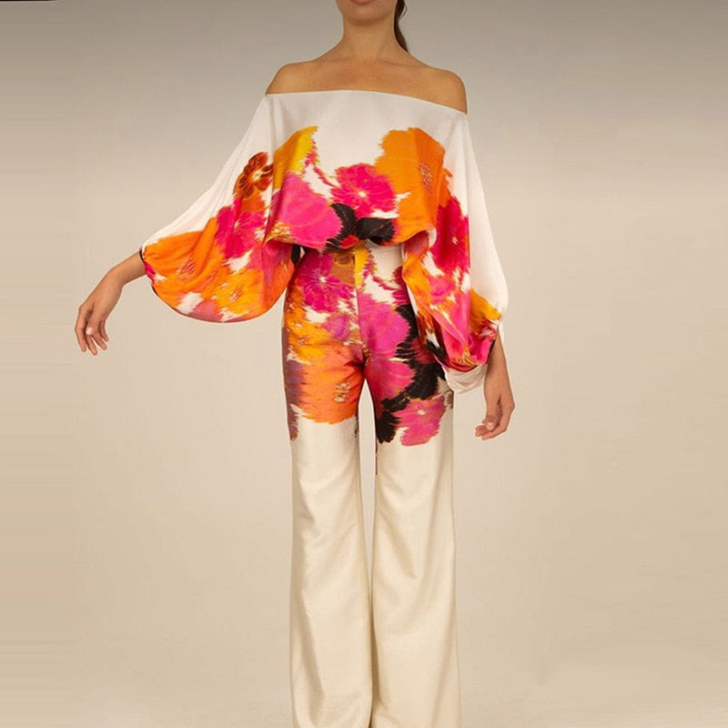 Valenzora | Off-the-shoulder set with a striking pattern