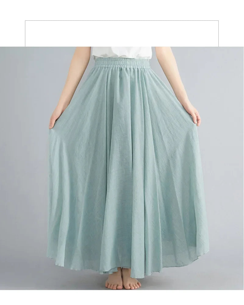 Valenzora | Fashion Baumwolle Leinen Kleidung Damenröcke Maxi Y2K Elegante Strand Saia Ropa Mujer Freizeitkleid Boho Lange Röcke Faldas Harajuku