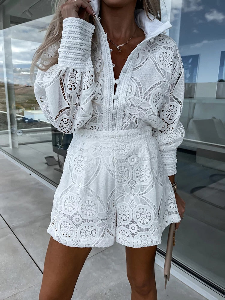 Valenzora | Long-sleeved jumpsuit with lace