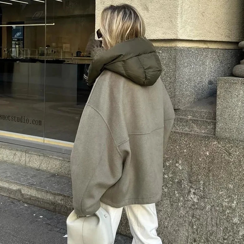 Casual loose women's jacket with hood