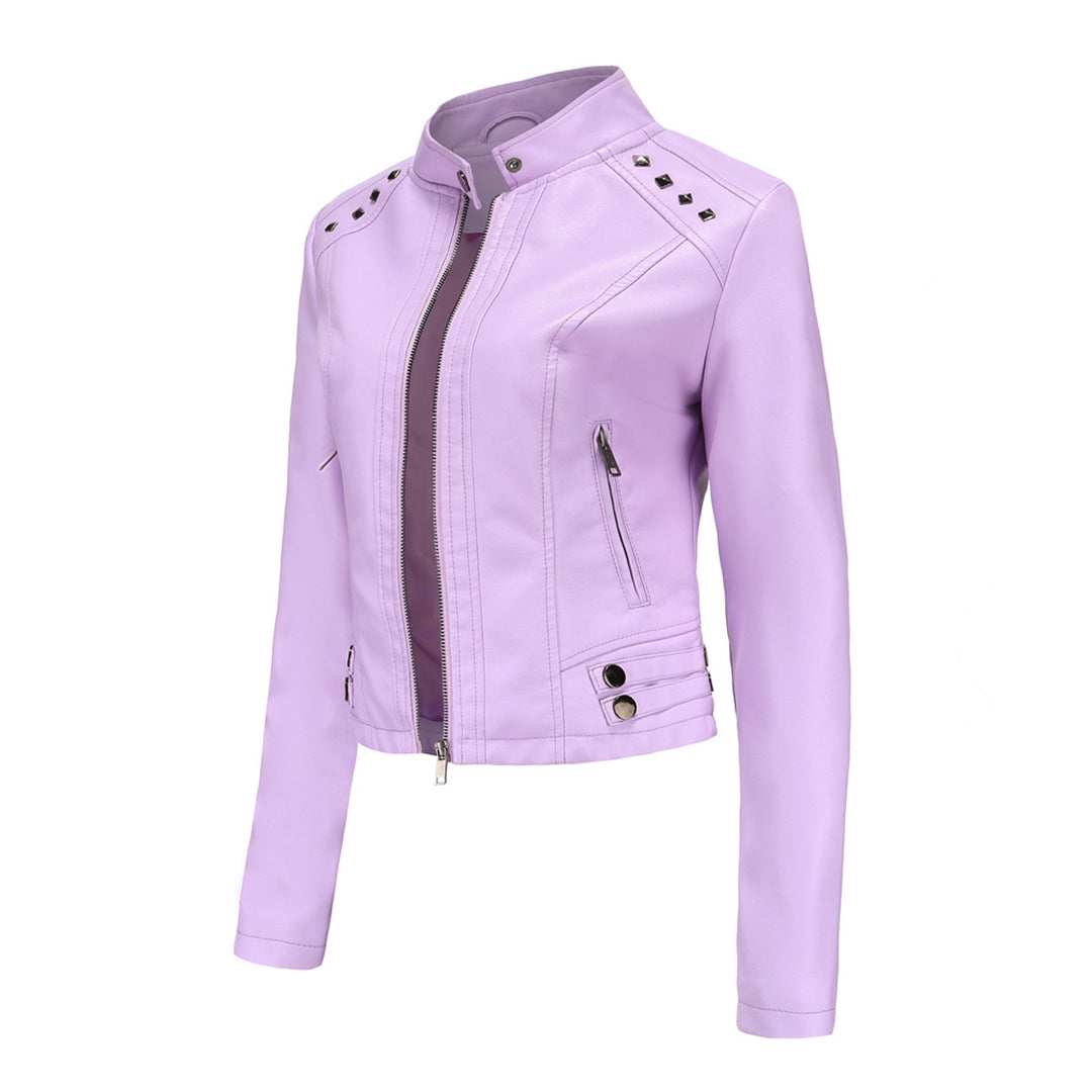 Valenzora | Elegant leather jacket with unique details for women