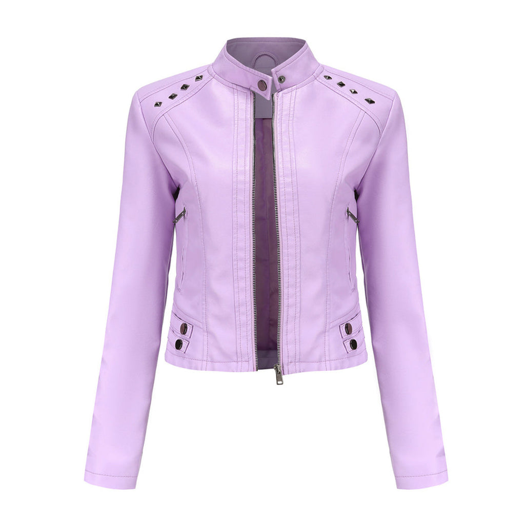 Valenzora | Elegant leather jacket with unique details for women
