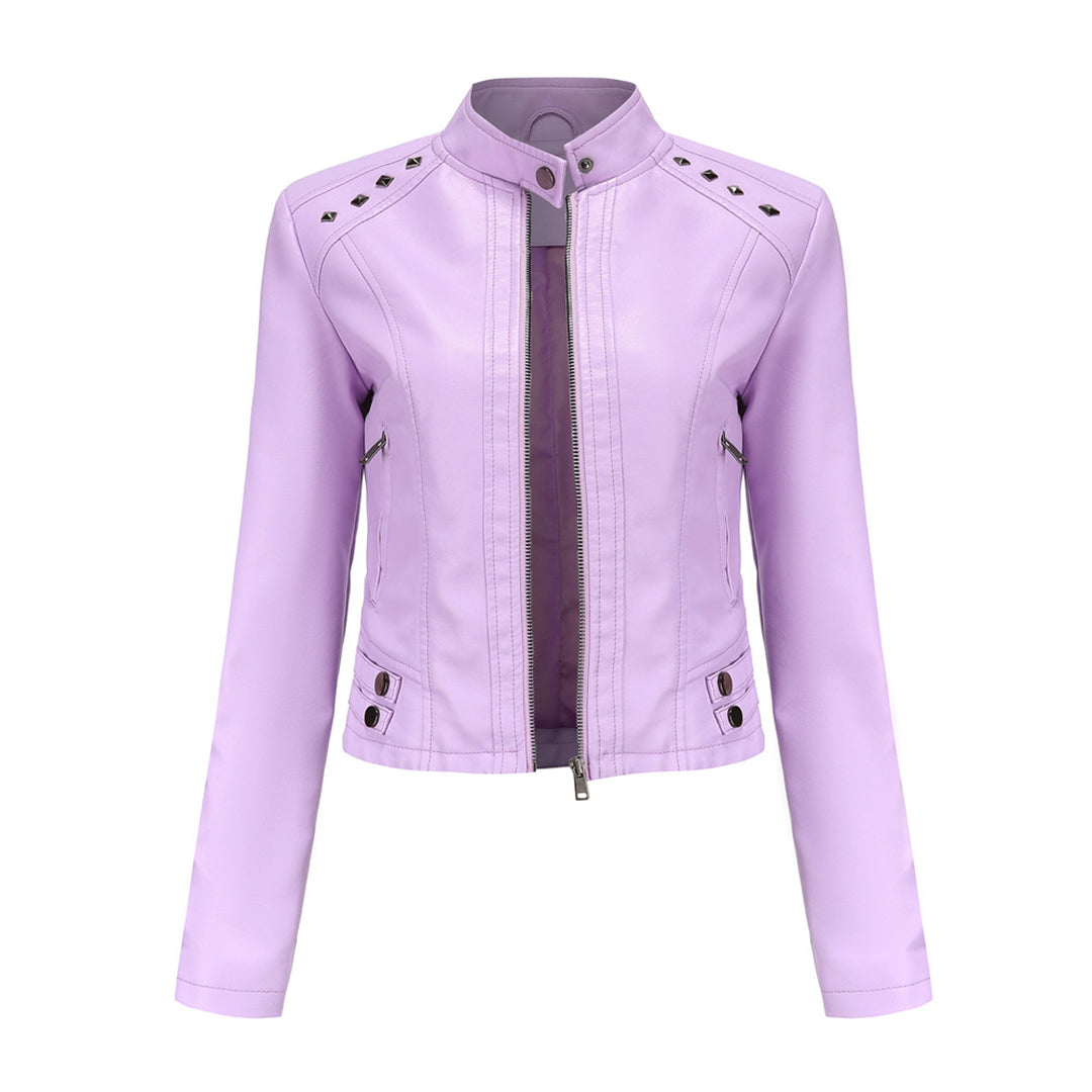 Valenzora | Elegant leather jacket with unique details for women