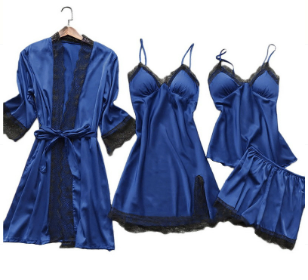 Valenzora | Luxury Summer Satin Pajama Set with Lace for Women