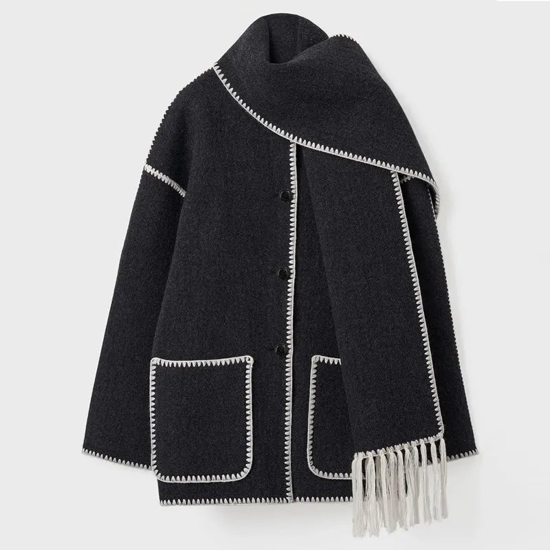 Valenzora | Scarf jacket with a relaxed fit and soft, textured fabric for women