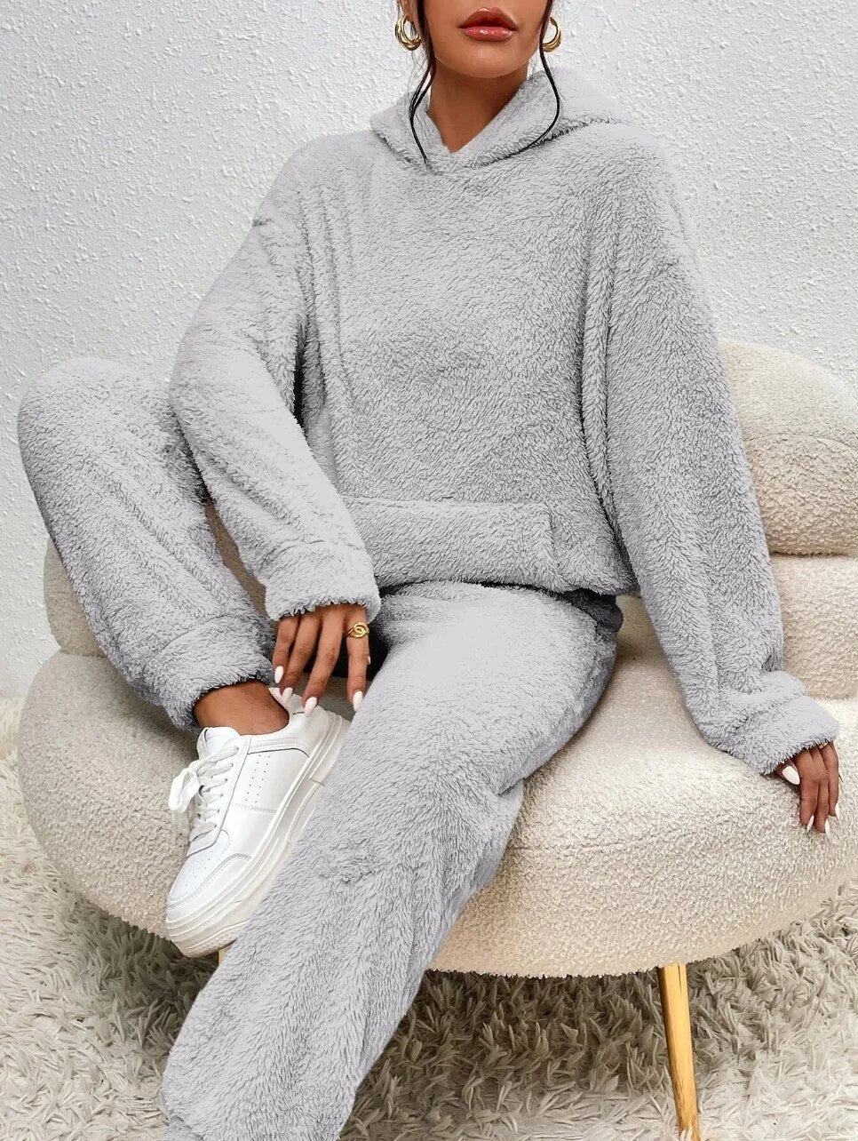 Valenzora | Teddy-Loungekleidung mit Kapuze für Damen