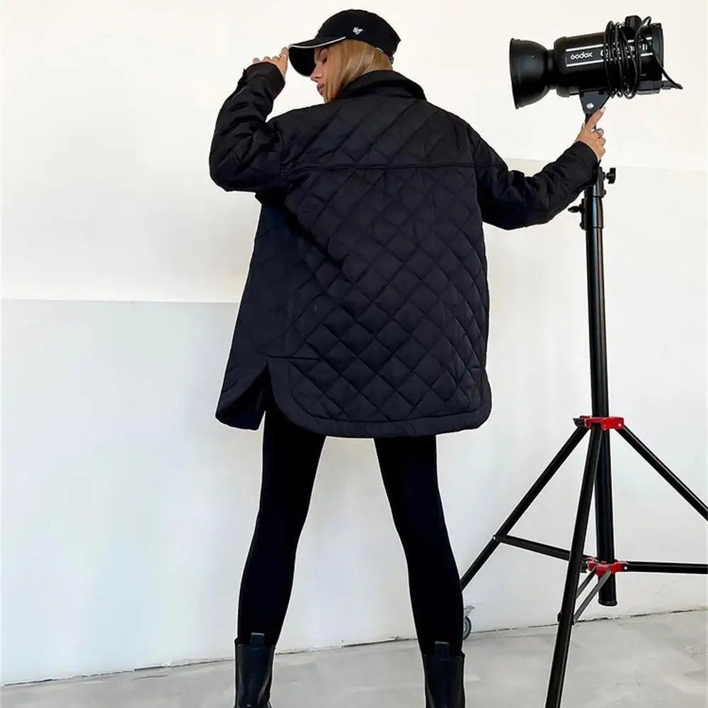 quilted jacket with snap fasteners