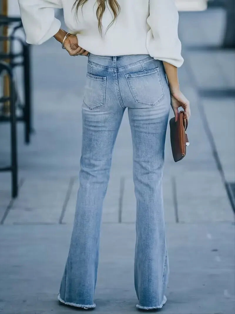 Valenzora | Damenjeans, Neue High-Waist Schlankmachende Micro-Flared Jeans für Damen im Trend