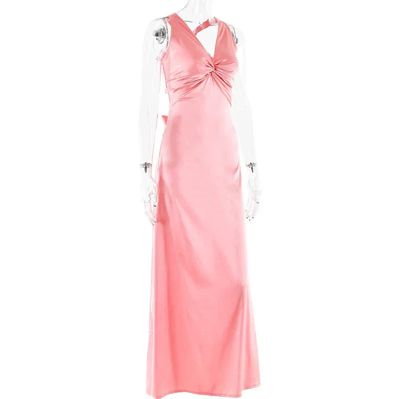 Valenzora | Bow Backless Evening Maxi Dress